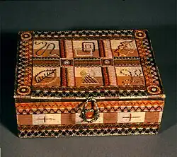 Embroidered box by Olive Nock.