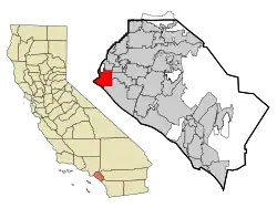 Location of Seal Beach within Orange County, California.