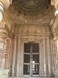 Porch entrance with ornate pillars and domical ceiling at Mahadeva Temple, Itagi