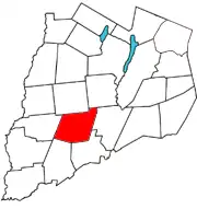 Otsego County map with the Town of Laurens in red
