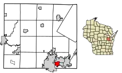 Location of Kimberly in Outagamie County, Wisconsin.