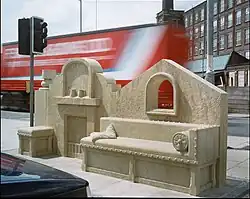Stanton Moor sandstone depiction of pub snug