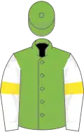 Light green, white sleeves, yellow armlets