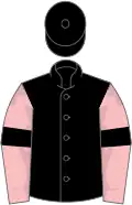 Black, pink sleeves, black armlet, black cap