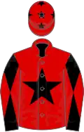 Red, black star, black sleeves, red diabolo, red cap, black stars