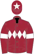 Maroon, white triple diamond, armlets and star on cap