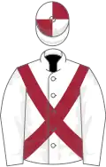 White, maroon cross-belts, quartered cap