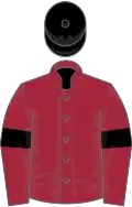 Maroon, black armlets, black cap