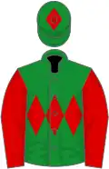 Green, red triple diamond and sleeves, diamond on cap