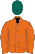Orange, dark green cap