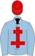 Light blue, red cross of lorraine and cap