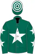 DARK GREEN, white star and stars on sleeves, hooped cap