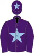 Purple, light blue star, star on cap