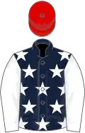 Dark blue, white stars and sleeves, red cap