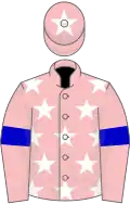 Pink, white stars, blue armlets, white star on cap