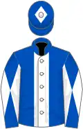 Blue, white stripe, diabolo on sleeves, diamond on cap