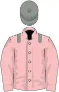 Pink, grey epaulettes, pink sleeves, grey cap