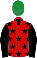 Red, black stars and sleeves, green cap