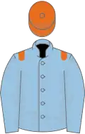 Light blue, orange epaulets and cap