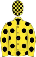 YELLOW, black spots, check cap