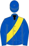 Royal blue, yellow sash