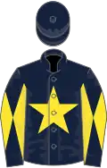 DARK BLUE, yellow star, diabolo on sleeves, dark blue cap