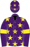 Purple, yellow stars, armlets and stars on cap