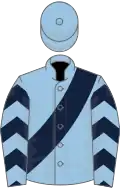 Light blue, dark blue sash and chevrons on sleeves