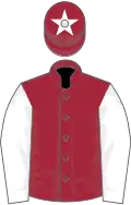 Maroon, white sleeves, maroon cap, white star