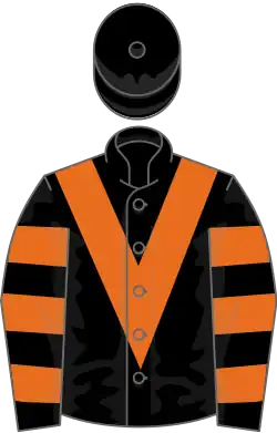 Black, orange chevron, hooped sleeves