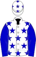 White, blue stars and sleeves, stars on cap