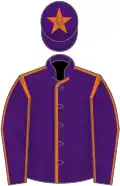 Purple, orange seams, purple cap, orange star