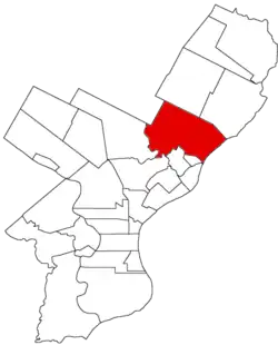 Map of Philadelphia County, Pennsylvania highlighting Lower Oxford Township prior to the Act of Consolidation, 1854