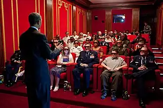 Men in Black 3 is screened in the White House Family Theater in 2012.