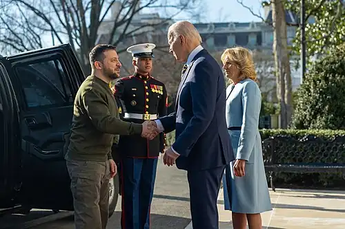 Zelenskyy greeted by President Joe Biden at the South Portico of the White House