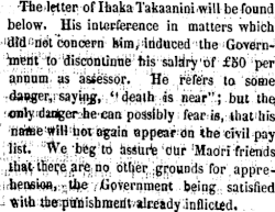 Letter of Īhaka Takaanini, written March 26, 1863