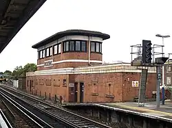 Art Deco signal box at Woking, England