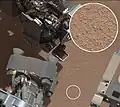 Curiosity finds a "bright object" in the sand at Rocknest (October 7, 2012)[4] (close-up).