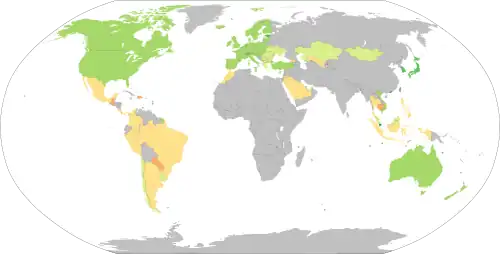 Coloured world map with PISA PISA average Mathematics scores (2022)