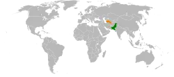 Map indicating locations of Pakistan and Turkmenistan