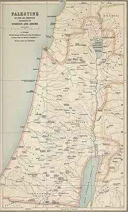 Perea in c.350 CE according to Eusebius and Jerome (map as reconstructed by George Adam Smith, 1915).