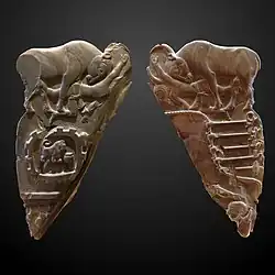 Both sides of the Bull palette; c. 3200–3000 BC; greywacke or schist; 25 cm; Louvre