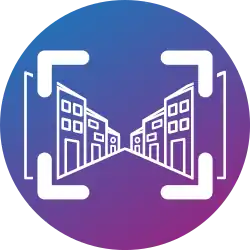 The panoramax logo, showing a stylised street view