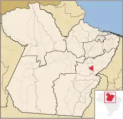 Location of Jacundá in Pará and Brazil