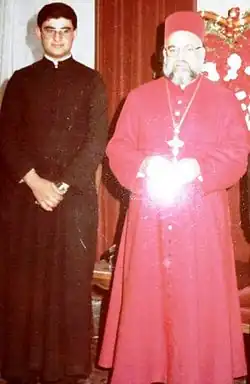 Deacon Aphrem Karim with Ignatius Zakka I in 1985