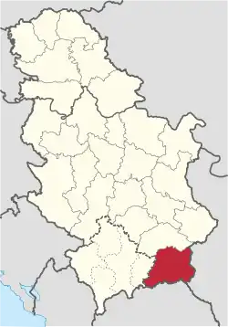 Location of district in Serbia