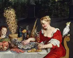 Detail of The Senses of Hearing, Touch and Taste, Jan Brueghel the Elder, 1618