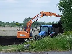 Peat extraction in strip next to a reed bed
