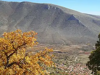 The village of Pelekanos, Mount Askio on the background