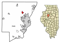 Location of Dunlap in Peoria County, Illinois.